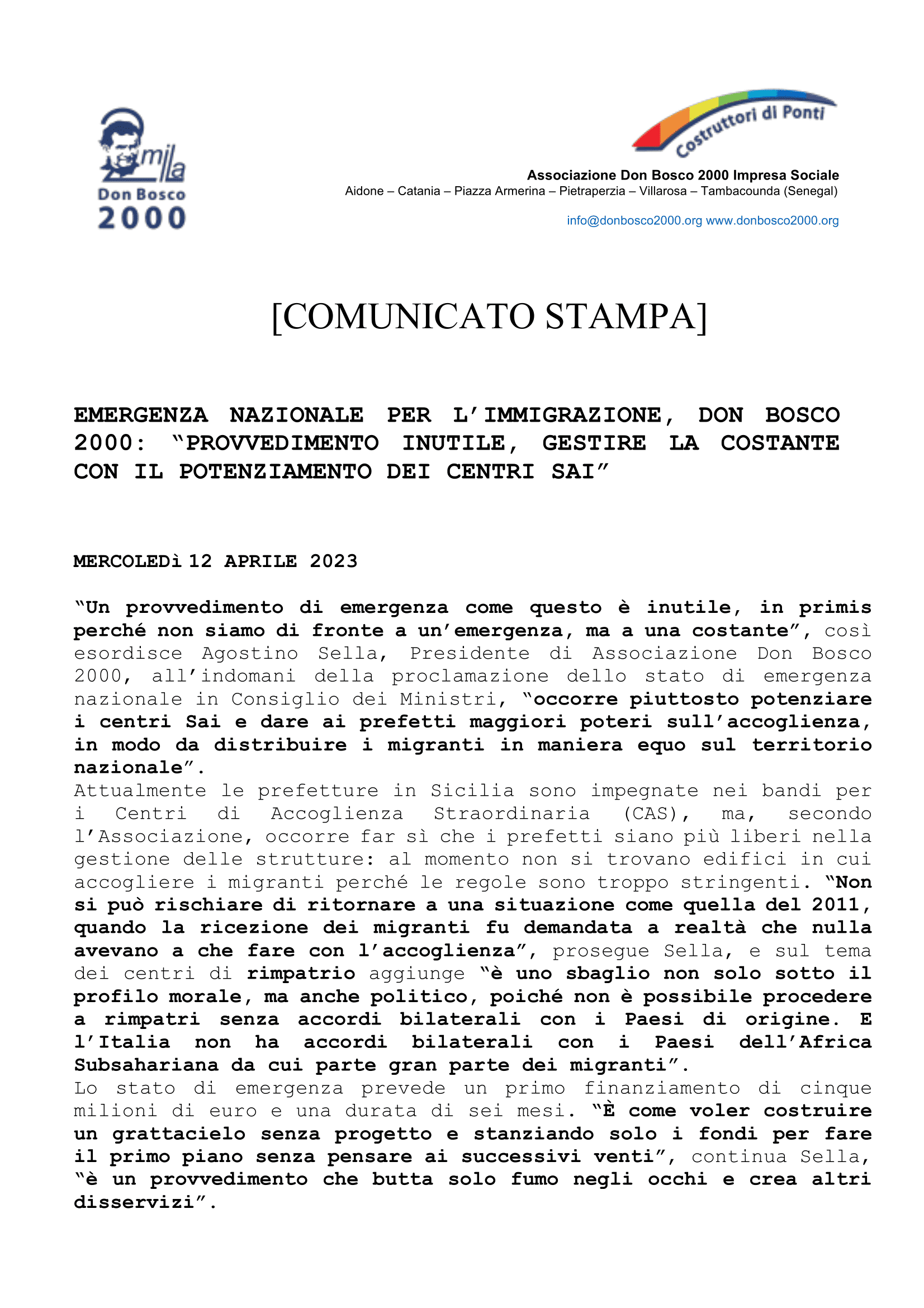 comunicato stampa_db2000 - Emergenza nazionale immigrazione-1